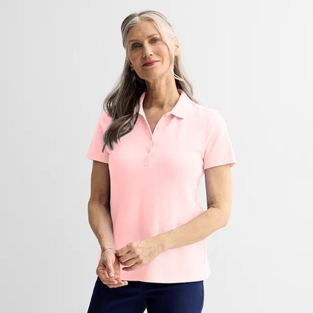 Croft & Barrow Pink Short Sleeve Polo Shirt Women's Size XL